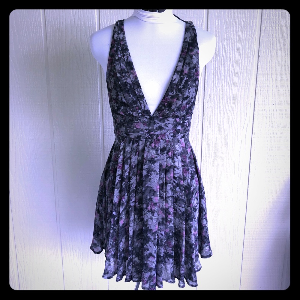 Urban Outfitters Backless Floral Dress - Black and Purple